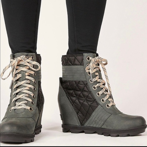 - SOREL LEXIE WEDGE WATERPROOF BOOTIES DARK SLATE size: - Picture 4 of 10